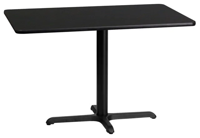 24''x42'' Black Laminate Table Top With Table Height Base