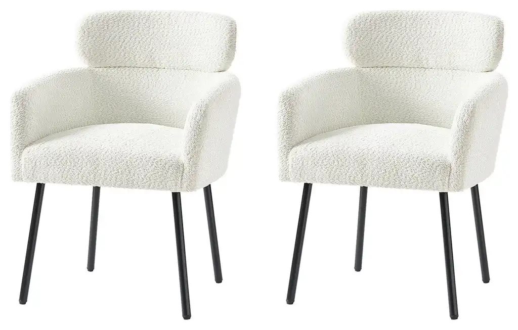 25.5"W Modern Style Boucle Dining Chair, Set of 2, Ivy