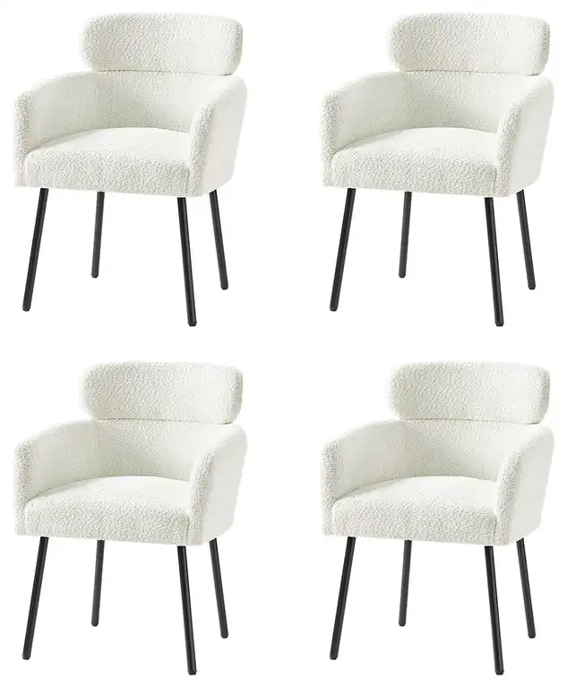 25.5"W Modern Style Boucle Dining Chair, Set of 4, Ivy