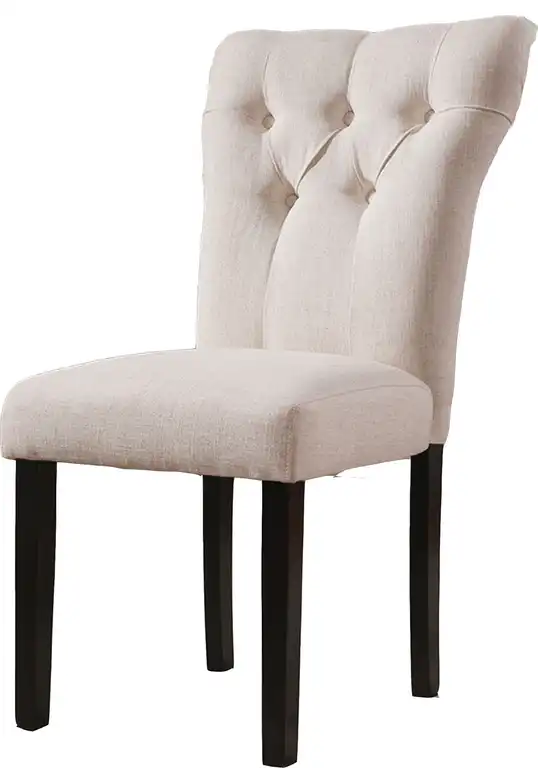 26" X 21" X 39" 2pc Beige Linen And Walnut Side Chair
