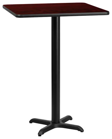 30'' Square Mahogany Laminate Table Top with 22'' x 22'' Bar Height Table Base