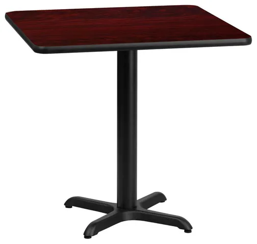 30'' Square Mahogany Laminate Table Top with 22'' x 22'' Table Height Base