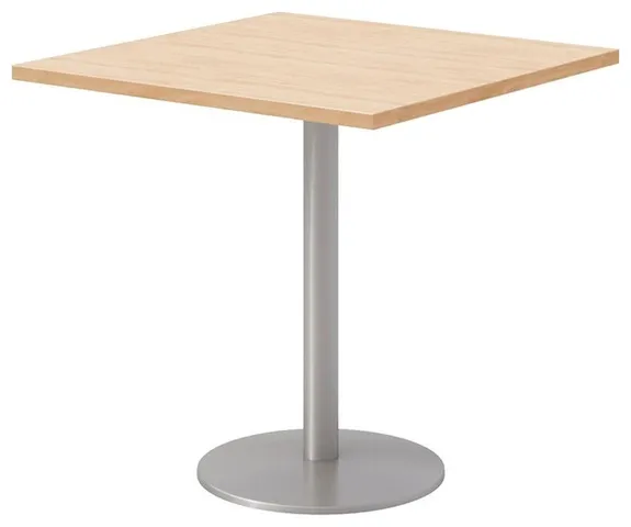 30" Square Pedestal Table - Maple Top - Silver Base