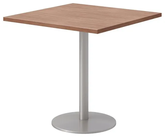 30" Square Pedestal Table - River Cherry Top - Silver Base