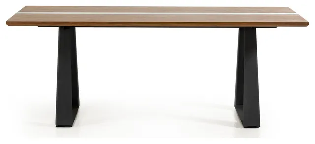 30" Walnut Veneer Glass and Metal