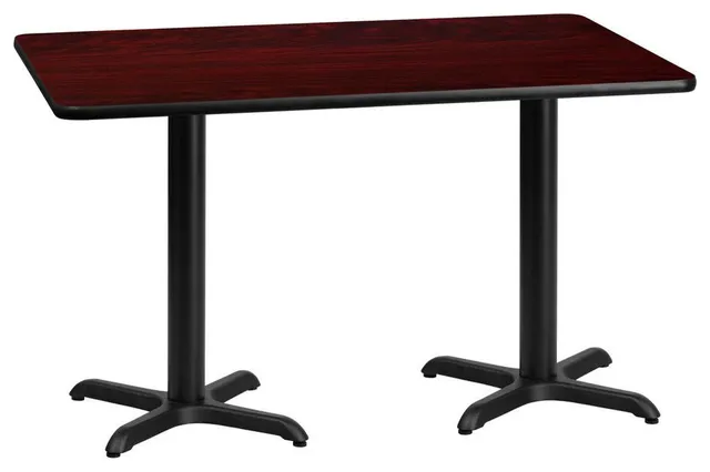 30'' x 60'' Rectangular Mahogany Table Top with 22'' x 22'' Table Height Bases