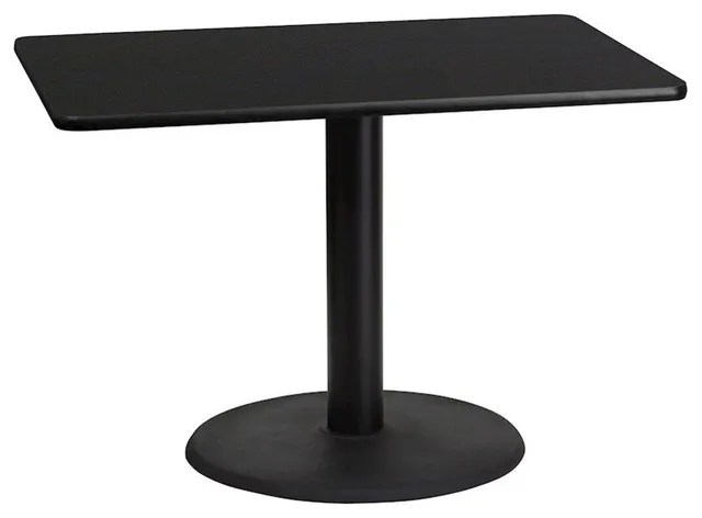 30"x42" Black Laminate Table Top With 24" Round Table Height Base