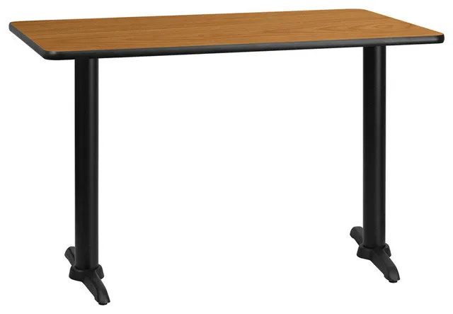 30"x48" Rectangular Natural Laminate Table Top With 5"x22" Table Ht Bases