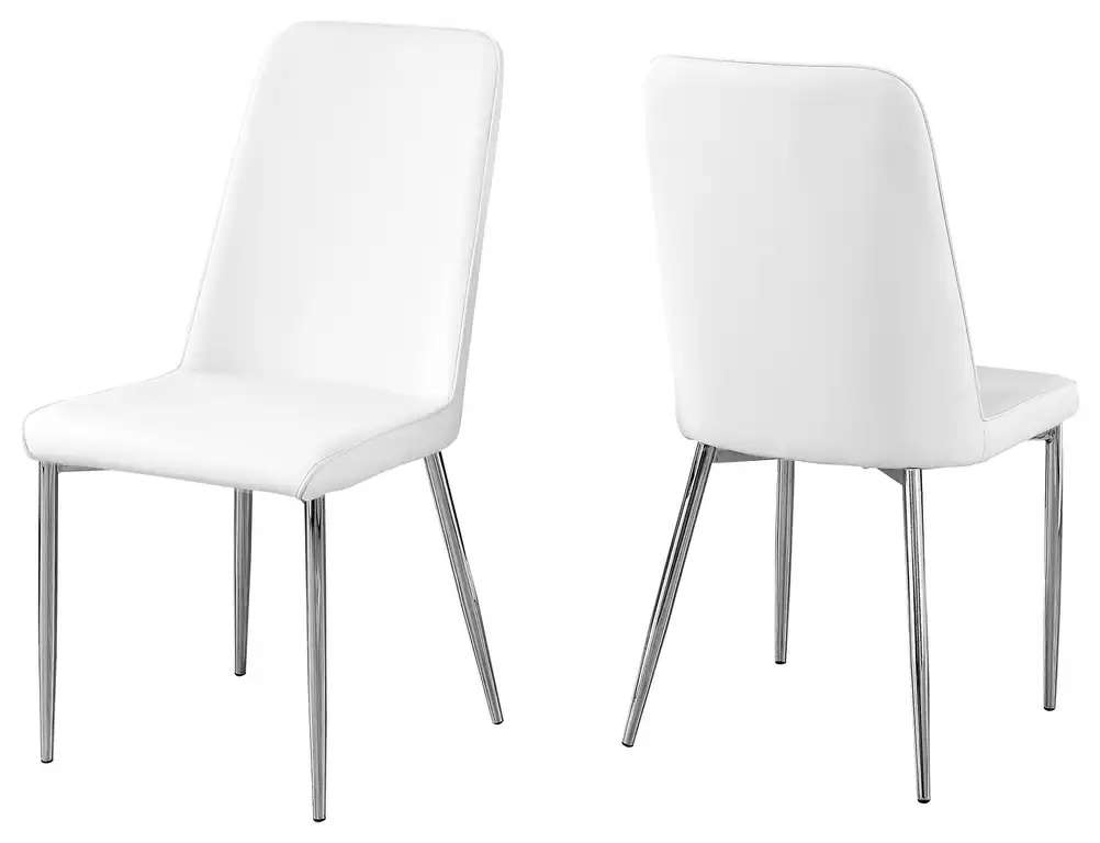 33" X 36" X 74" White Foam Metal Leather Look  Dining Chairs 2Pcs