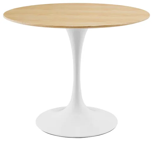 36" Dining Table, Round, Natural Brown White, Metal, Modern, Hospitality