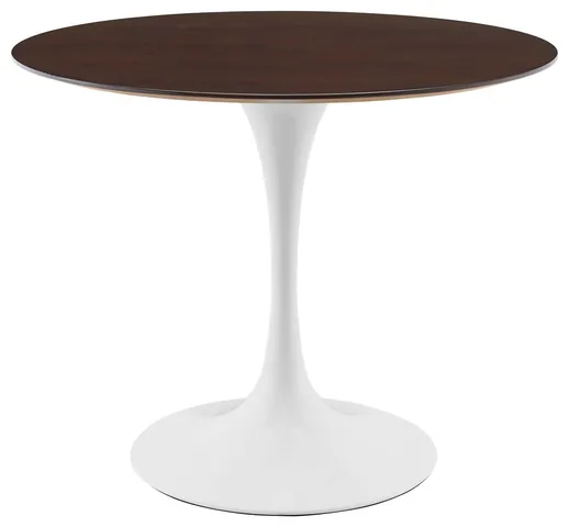 36" Dining Table, Round, White Walnut, Metal, Modern, Bistro Hospitality