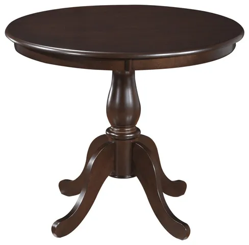 36" Espresso Brown Round Turned Pedestal Base Wood Dining Table