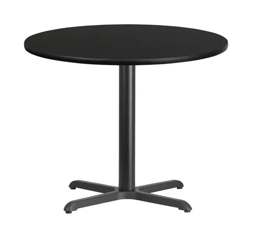 36'' Round Black Laminate Table Top with 30'' x 30'' Table Height Base
