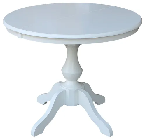 36" Round Top Pedestal Table With 12" Leaf - 28.9"H - Dining Height