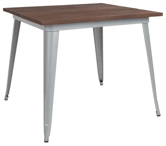 36SQ Silver Metal Table
