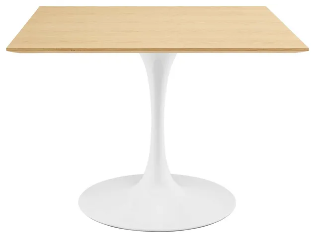 40" Dining Table, Square, Natural Brown White, Metal, Modern, Hospitality