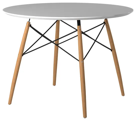 40" Round Dining Table With MDF Top and Natural Beech Wood Legs