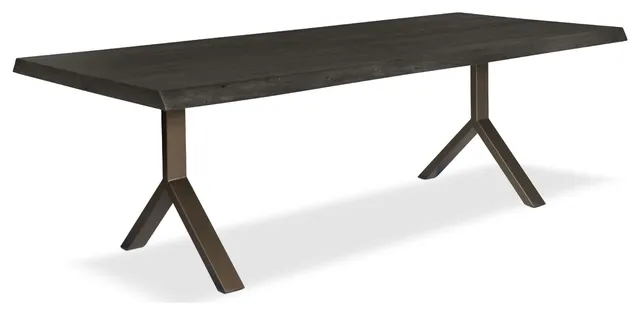40" x 116" Brooks Y Base Ebonized Top Brass Base Dining Table