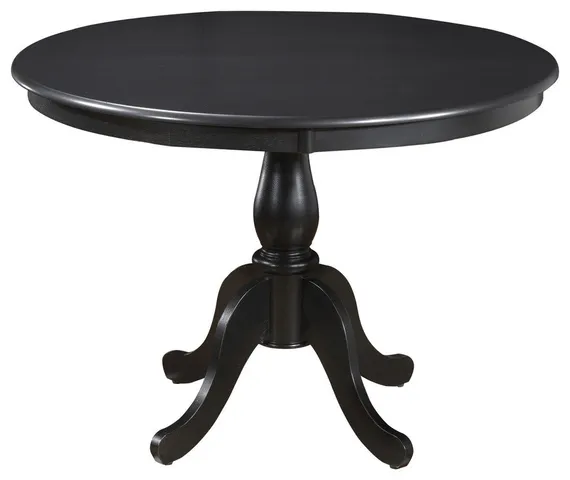 42" Antique Black Round Turned Pedestal Base Wood Dining Table