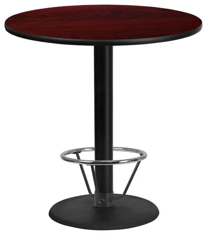 42'' Round Mahogany Laminate Table Top With Bar Height Table Base