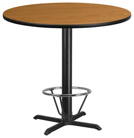 42'' Round Natural Laminate Table Top With Bar Height Table Base