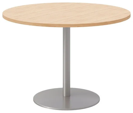 42" Round Pedestal Table - Maple Top - Silver Base