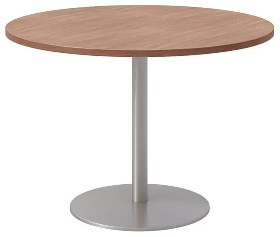 42" Round Pedestal Table - River Cherry Top - Silver Base