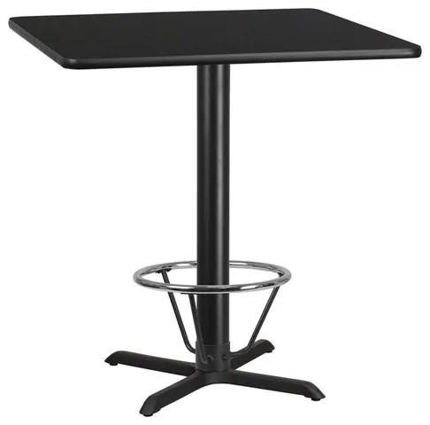 42'' Square Black Laminate Table Top With Bar Height Table Base