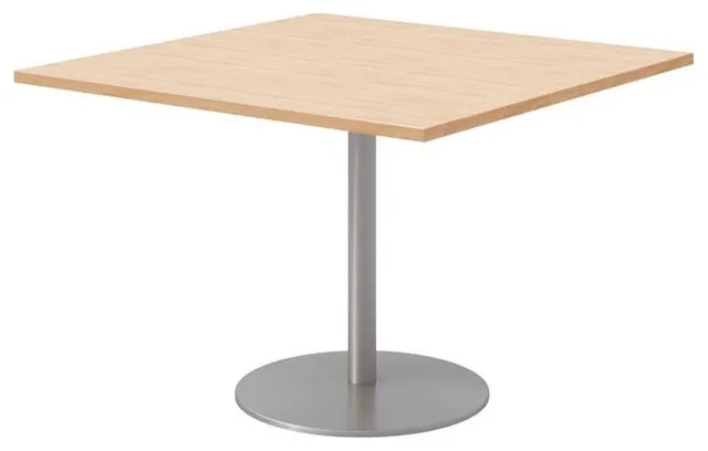 42" Square Pedestal Table - Maple Top - Silver Base