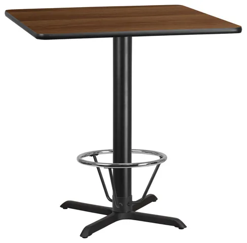 42'' Square Walnut Laminate Table Top With Bar Height Table Base