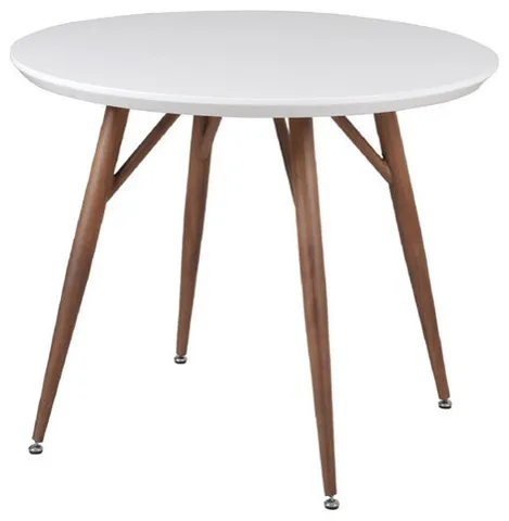 43" Round white glossy dining table