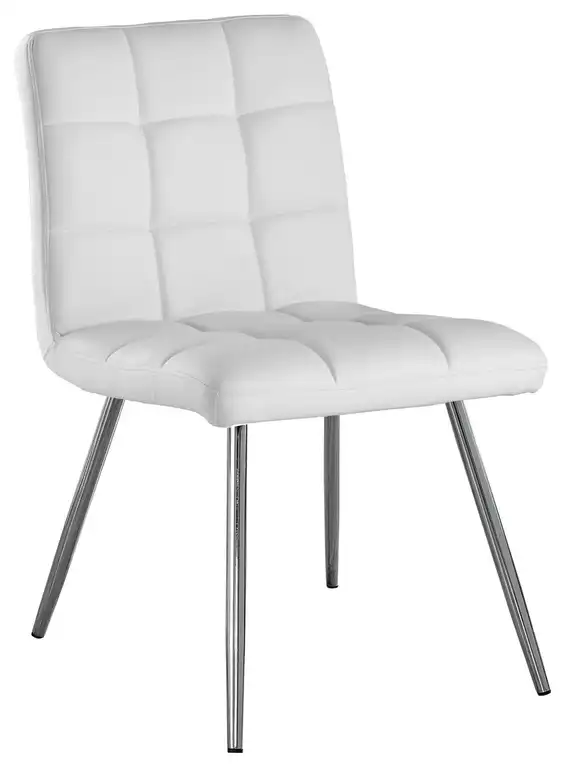 47" x 37" x 63" White Foam Metal Polyurethane Leather Look Dining Chairs 2pcs