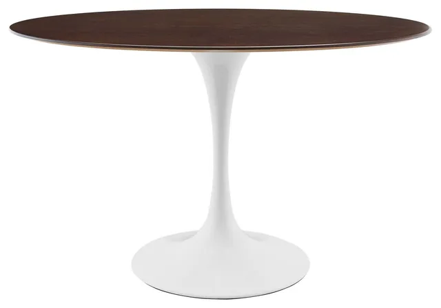 48" Dining Table, Oval, White Walnut, Metal, Modern, Bistro Hospitality