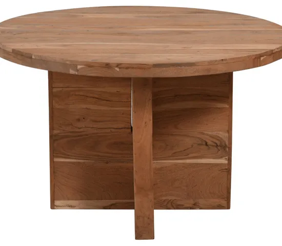 48" Natural Rounded Solid Wood Dining Table