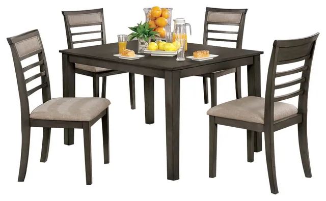 5-Piece Wooden Dining Table Set, Weathered Brown