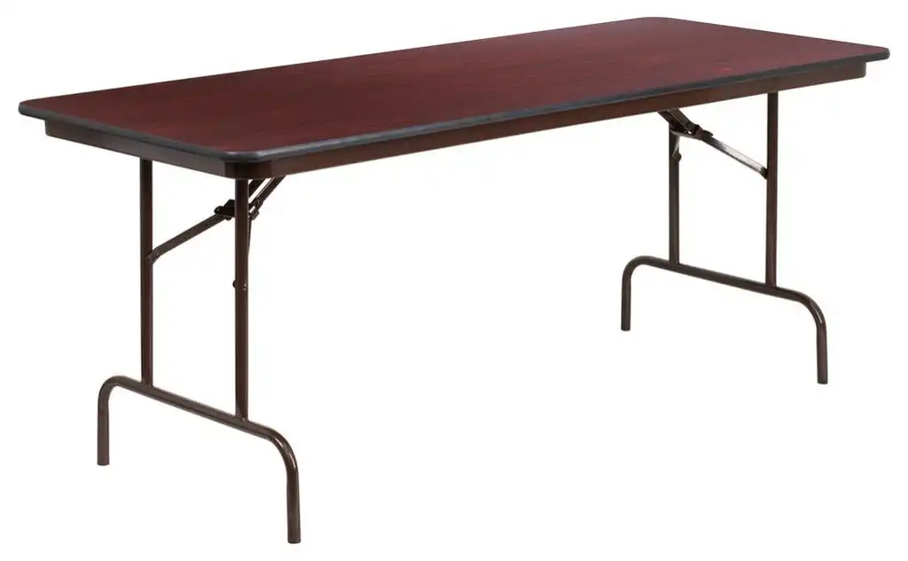 6-Foot High Pressure Mahogany Laminate Folding Banquet Table