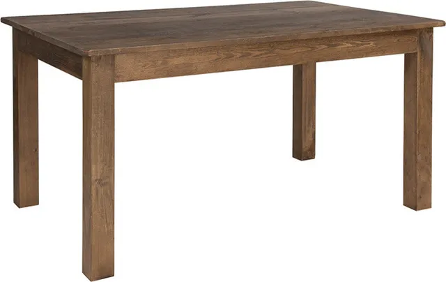 60"x38" Rectangular Antique Rustic Solid Pine Farm Dining Table