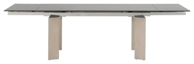 71-106" Extendable Glass Top Dining Table Natural Gray Ash