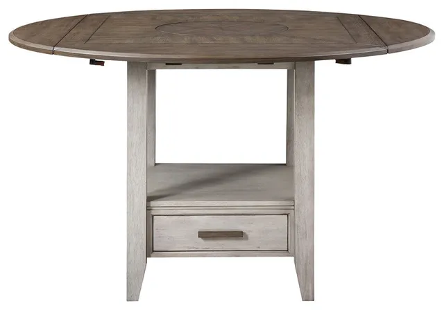 Abacus Two-tone Smokey Alabaster and Brown Drop-leaf Counter Table