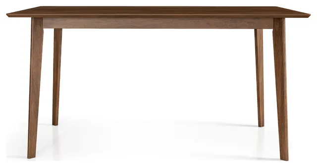 Abbott Mid-Century Modern Solid Wood Walnut Dining Table, W 35.5" X L 59.1" X H 29.7"