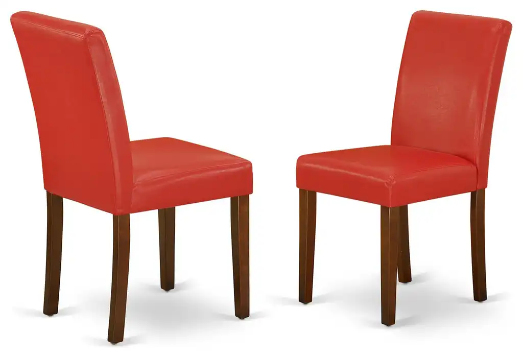 Abbott Parson Chair, Mahogany Leg, PU Leather Firebrick Red, Set of 2