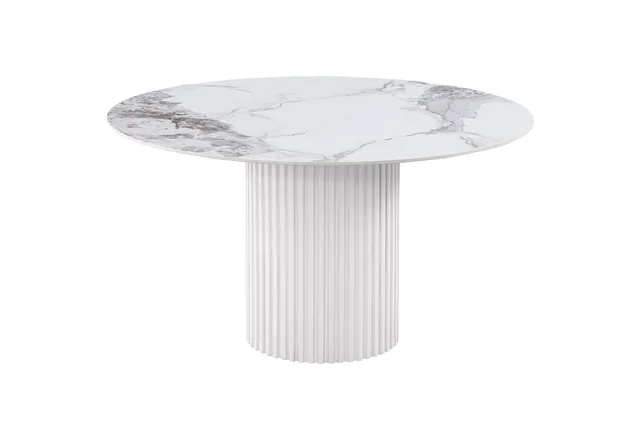 Acadia Round 53" Sintered Stone Top Dining Table White
