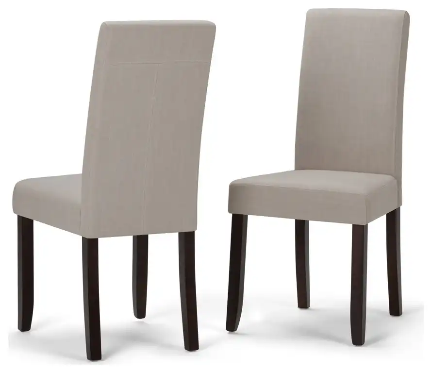 Acadian Parson Dining Chair (Set Of 2) In Light Beige Linen Look Fabric