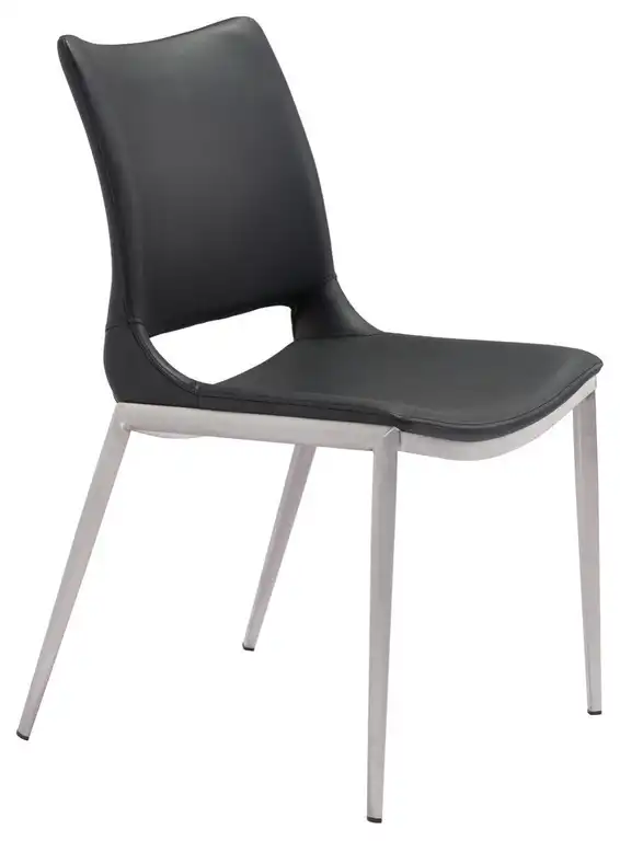 Ace Dining Chair (set Of 2) Black & Silver