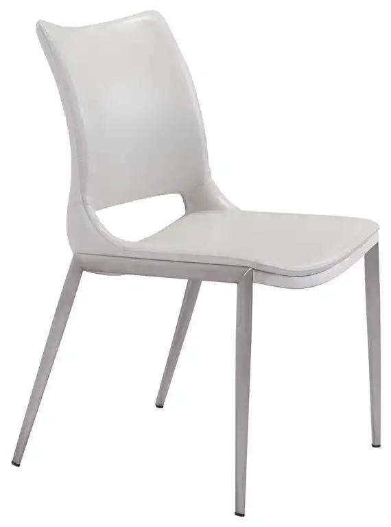 Ace Dining Chair, Set of 2 White and Silver