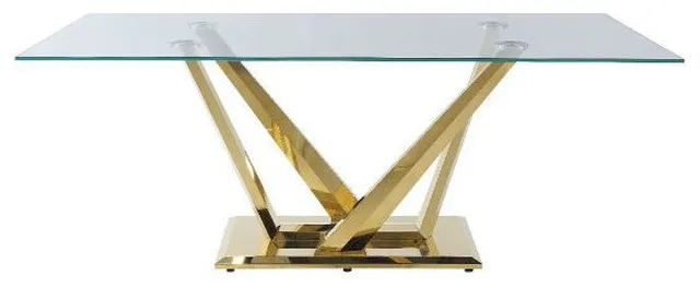 ACME Barnard Dining Table, Clear Glass & Mirrored Silver Finish