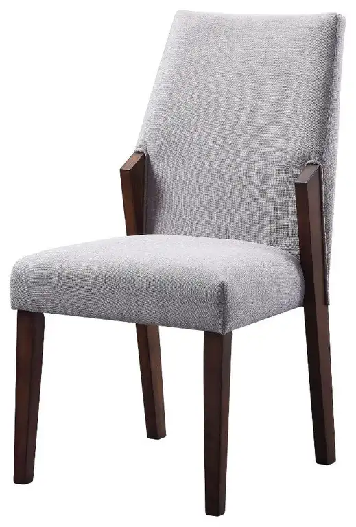 Acme Benoit Side Chair Set-2 Gray Fabric and Brown Finish