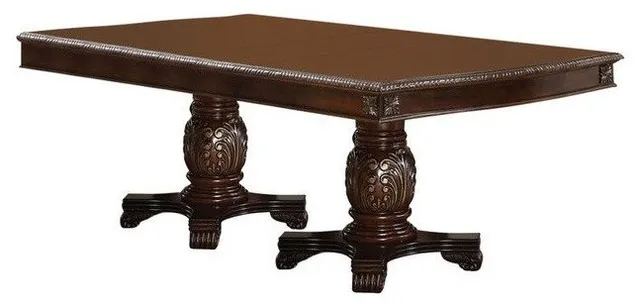 ACME Chateau De Ville Dining Table with Double Pedestal in Cherry