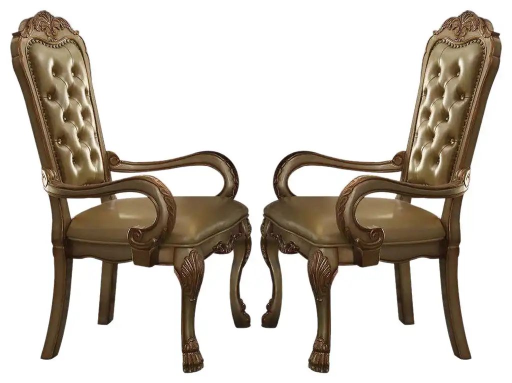 ACME Dresden Arm Chair, Gold Patina, Set of 2, 63154 Promo