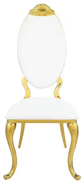 Acme Fallon Side Chair Set-2 White PU and Mirroed Gold Finish